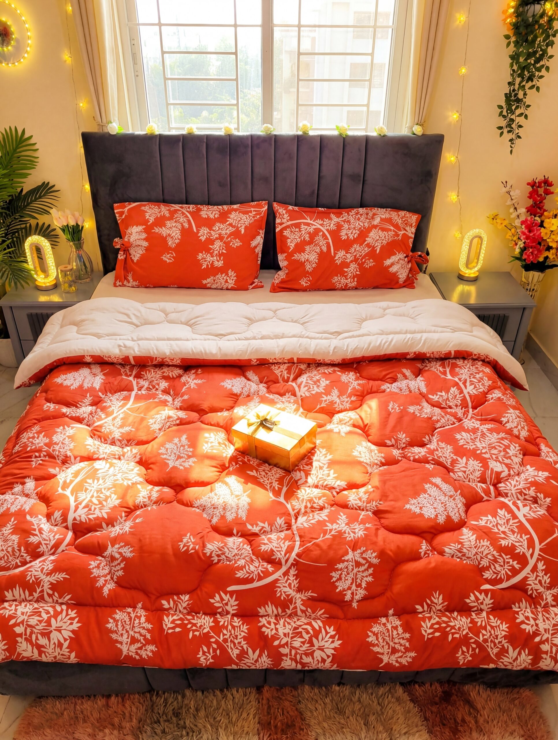 Couette orange florale Double Face – Image 5